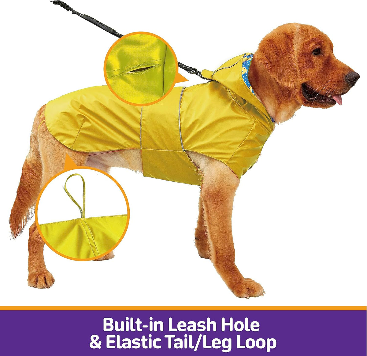 Kimee Dog Raincoat Waterproof Dog Rain Jacket for Small to 3X-Large Dogs, M