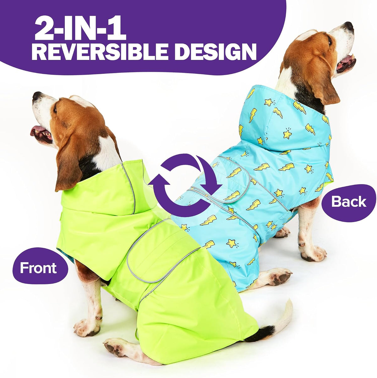 Kimee Dog Raincoat Waterproof Dog Rain Jacket for Small to 3X-Large Dogs, M
