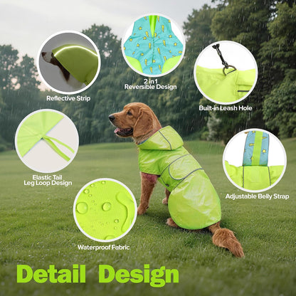 Kimee Dog Raincoat Waterproof Dog Rain Jacket for Small to 3X-Large Dogs, M