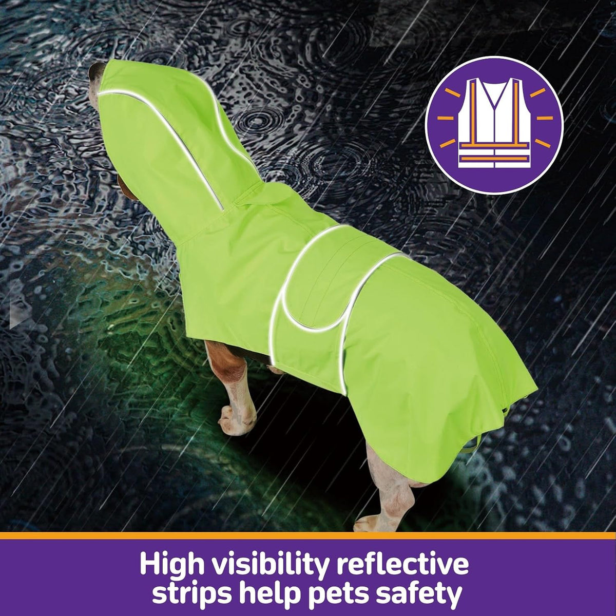 Kimee Dog Raincoat Waterproof Dog Rain Jacket for Small to 3X-Large Dogs, M