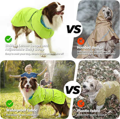 Kimee Dog Raincoat Waterproof Dog Rain Jacket for Small to 3X-Large Dogs, M