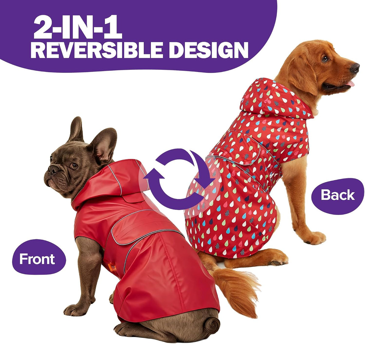 Kimee Dog Raincoat Waterproof Dog Rain Jacket for Small to 3X-Large Dogs, M