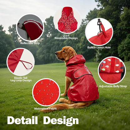 Kimee Dog Raincoat Waterproof Dog Rain Jacket for Small to 3X-Large Dogs, M