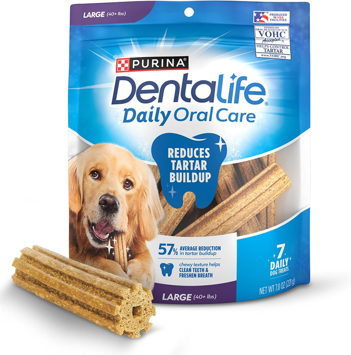Purina Daily Dental Chews for Large Dogs, Pouch