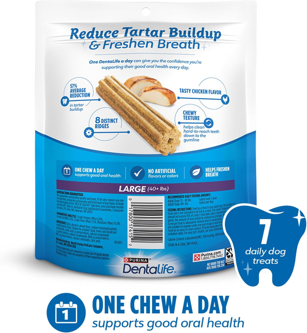 Purina Daily Dental Chews for Large Dogs, Pouch