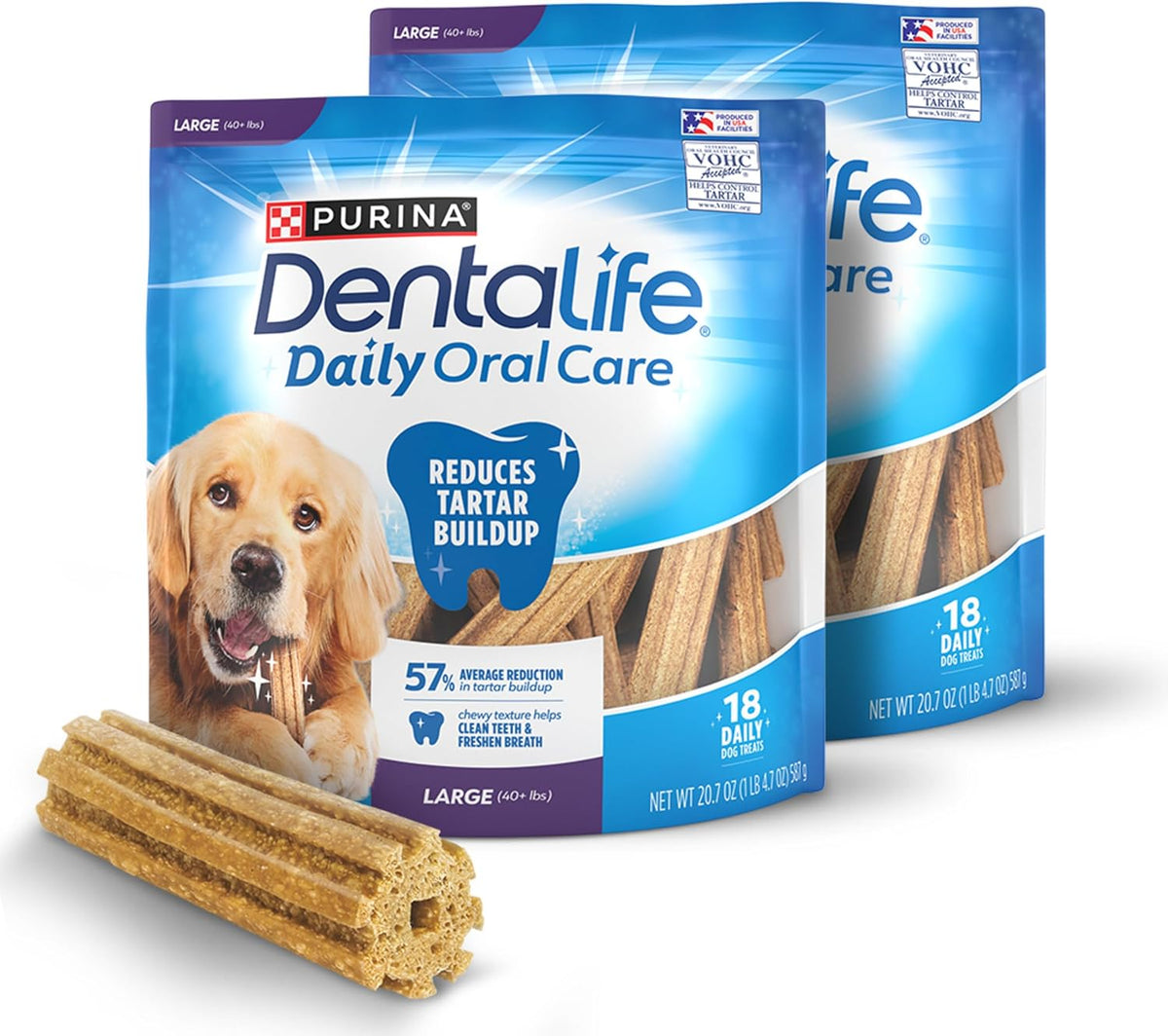 Purina Daily Dental Chews for Large Dogs, Pouch