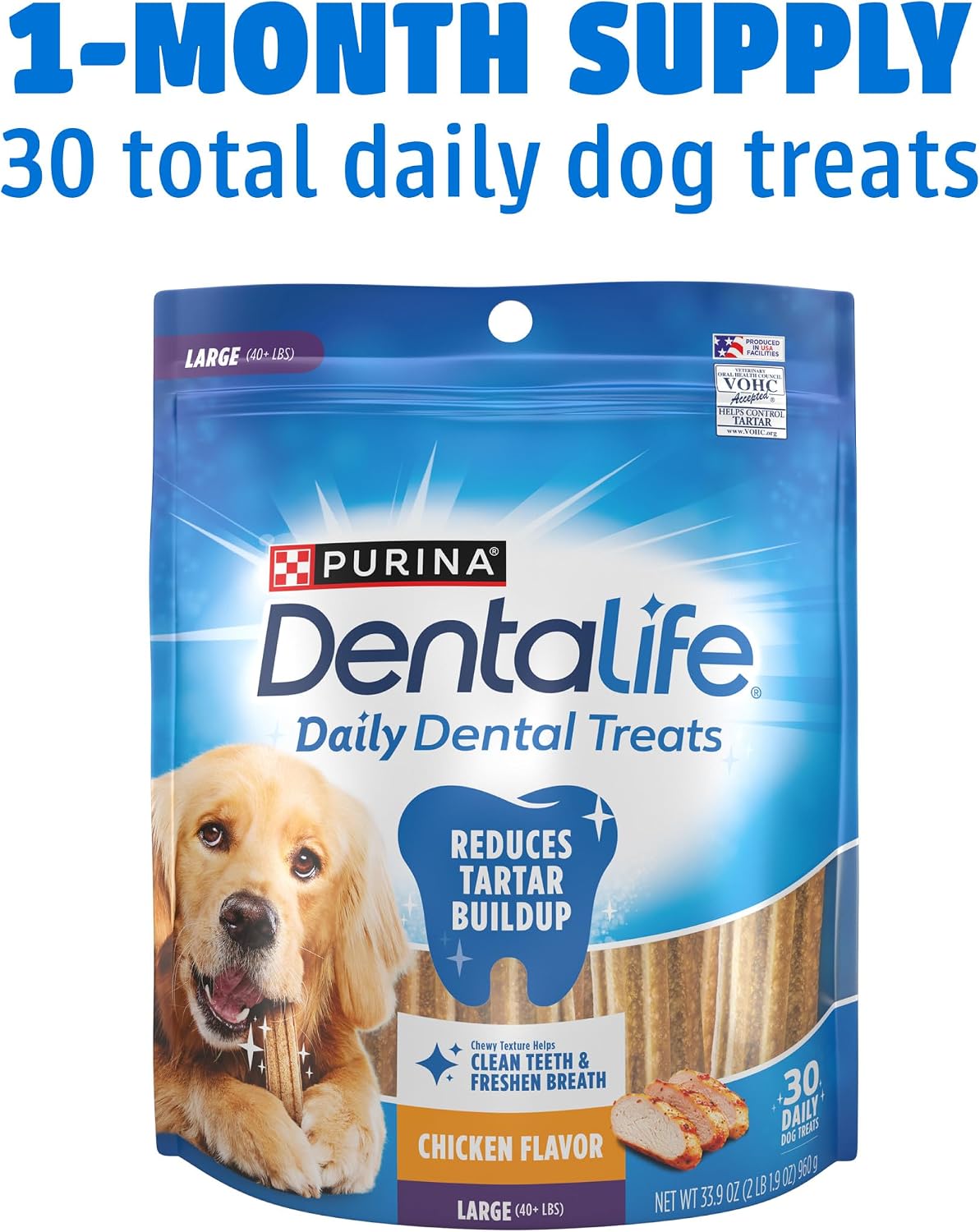 Purina Daily Dental Chews for Large Dogs, Pouch