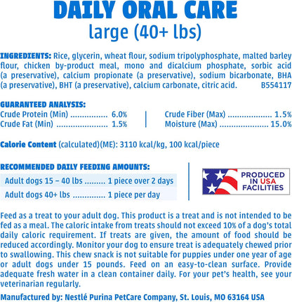 Purina Daily Dental Chews for Large Dogs, Pouch