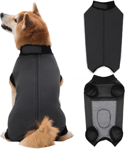 Dog Recovery Suit After Surgery, Abdominal Wound Protection Onesie, Anti-Licking Substitute for E-Collar & Cone, Relieves Anxiety, Easy to Put On, Suitable for Male & Female Dogs (Black, Medium)
