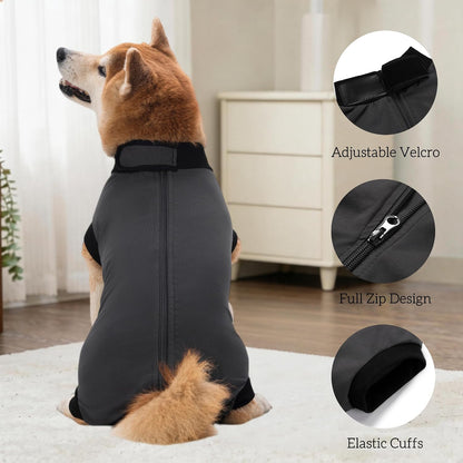Dog Recovery Suit After Surgery, Abdominal Wound Protection Onesie, Anti-Licking Substitute for E-Collar & Cone, Relieves Anxiety, Easy to Put On, Suitable for Male & Female Dogs (Black, Medium)