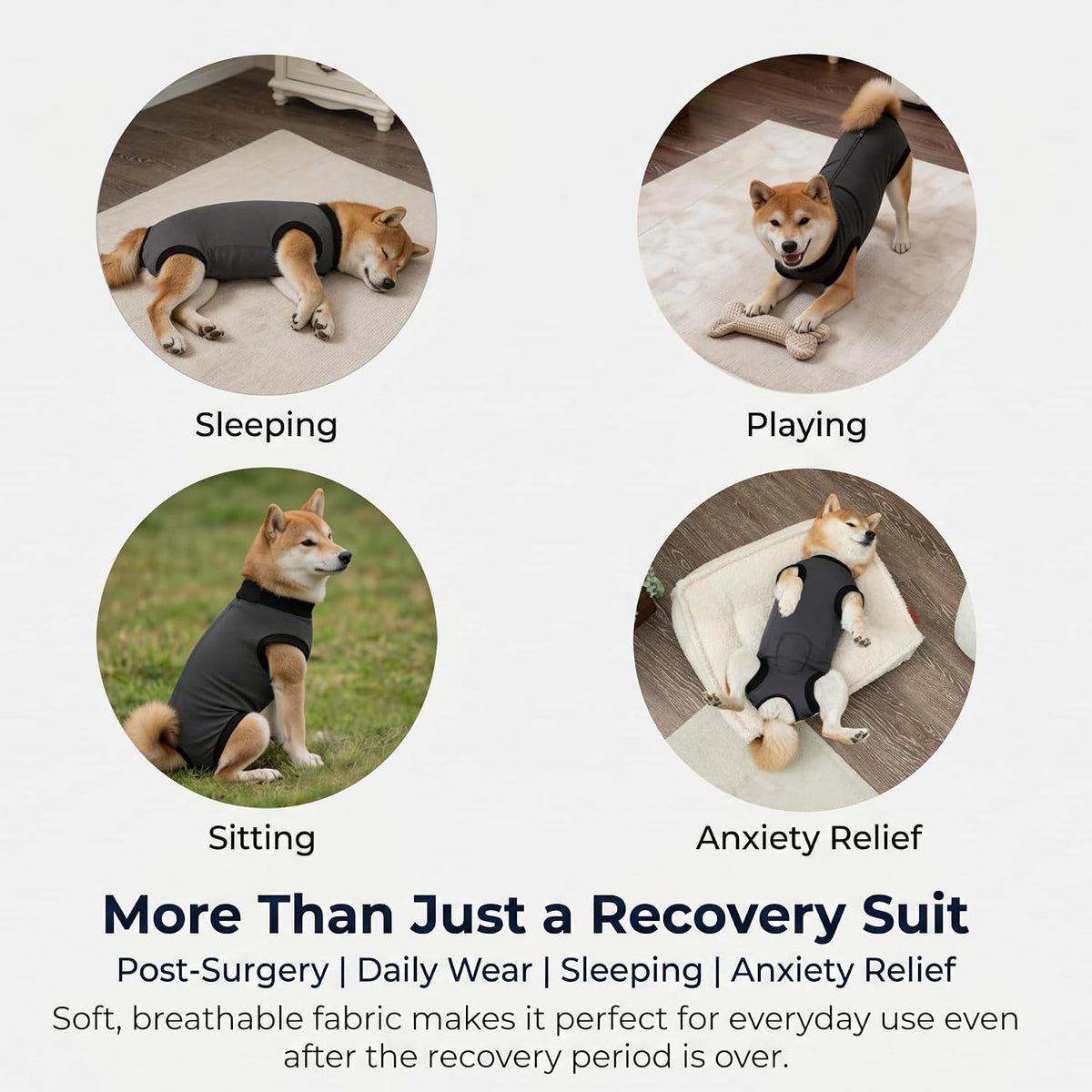 Dog Recovery Suit After Surgery, Abdominal Wound Protection Onesie, Anti-Licking Substitute for E-Collar & Cone, Relieves Anxiety, Easy to Put On, Suitable for Male & Female Dogs (Black, Medium)