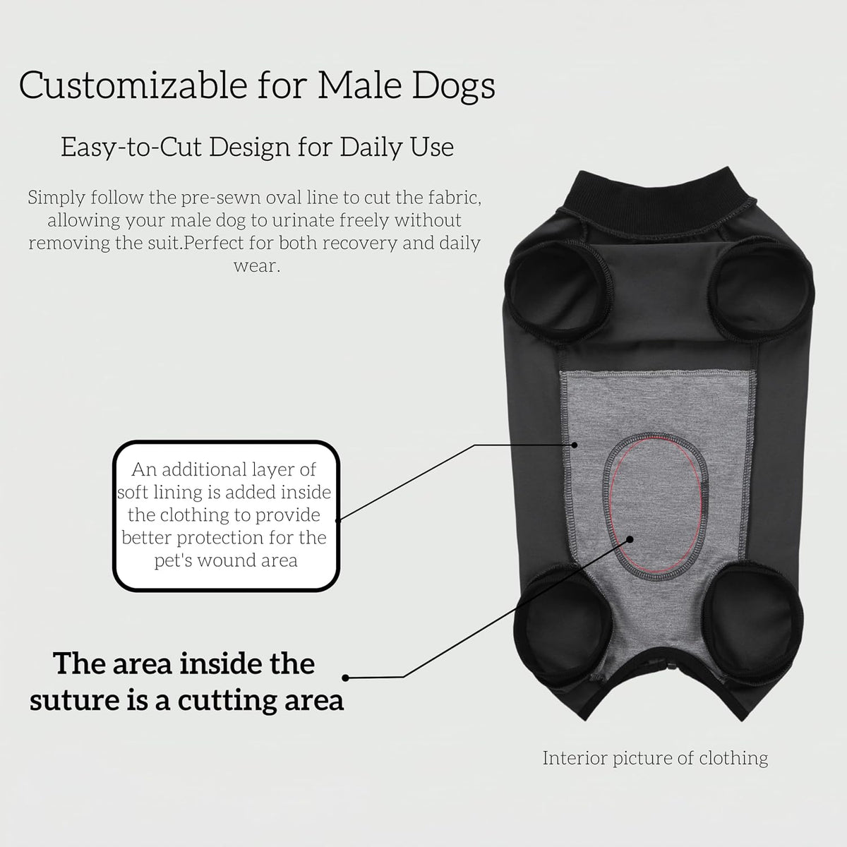 Dog Recovery Suit After Surgery, Abdominal Wound Protection Onesie, Anti-Licking Substitute for E-Collar & Cone, Relieves Anxiety, Easy to Put On, Suitable for Male & Female Dogs (Black, Medium)