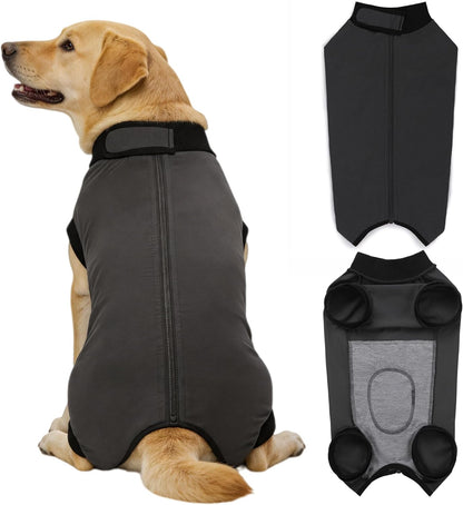 Dog Recovery Suit After Surgery, Abdominal Wound Protection Onesie, Anti-Licking Substitute for E-Collar & Cone, Relieves Anxiety, Easy to Put On, Suitable for Male & Female Dogs (Black, Medium)