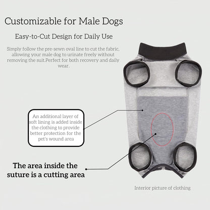 Dog Recovery Suit After Surgery, Abdominal Wound Protection Onesie, Anti-Licking Substitute for E-Collar & Cone, Relieves Anxiety, Easy to Put On, Suitable for Male & Female Dogs (Black, Medium)