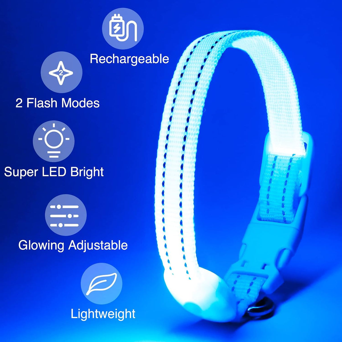 Light Up Dog Collar, Rechargeable USB Collar, Waterproof, Luminous LED Collar, Adjustable, Super Bright, Night Walking for Small Medium Large Dogs, Orange, M