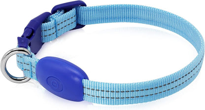 Light Up Dog Collar, Rechargeable USB Collar, Waterproof, Luminous LED Collar, Adjustable, Super Bright, Night Walking for Small Medium Large Dogs, Orange, M