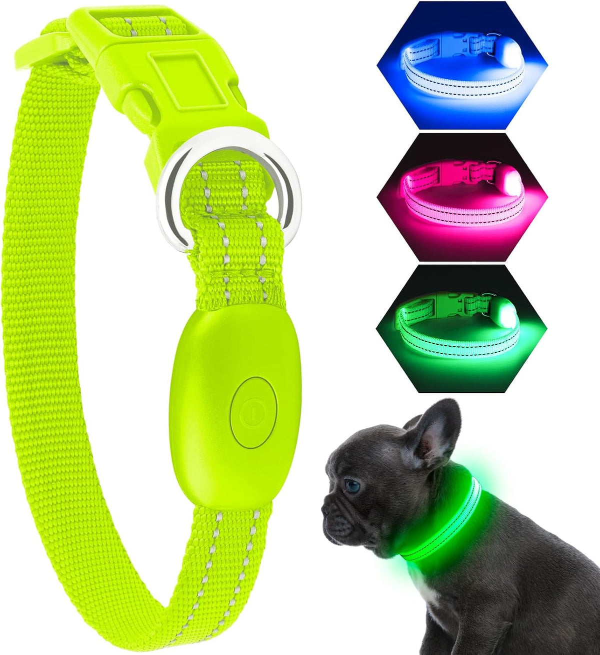 Light Up Dog Collar, Rechargeable USB Collar, Waterproof, Luminous LED Collar, Adjustable, Super Bright, Night Walking for Small Medium Large Dogs, Orange, M