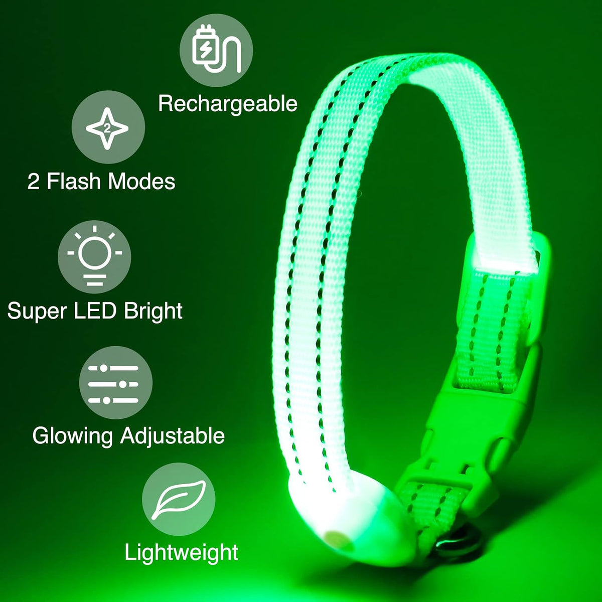 Light Up Dog Collar, Rechargeable USB Collar, Waterproof, Luminous LED Collar, Adjustable, Super Bright, Night Walking for Small Medium Large Dogs, Orange, M