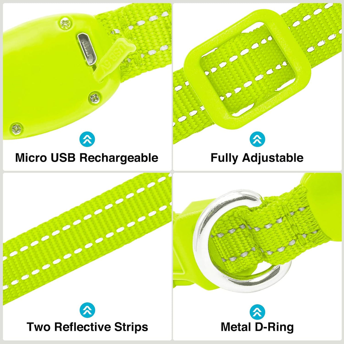 Light Up Dog Collar, Rechargeable USB Collar, Waterproof, Luminous LED Collar, Adjustable, Super Bright, Night Walking for Small Medium Large Dogs, Orange, M
