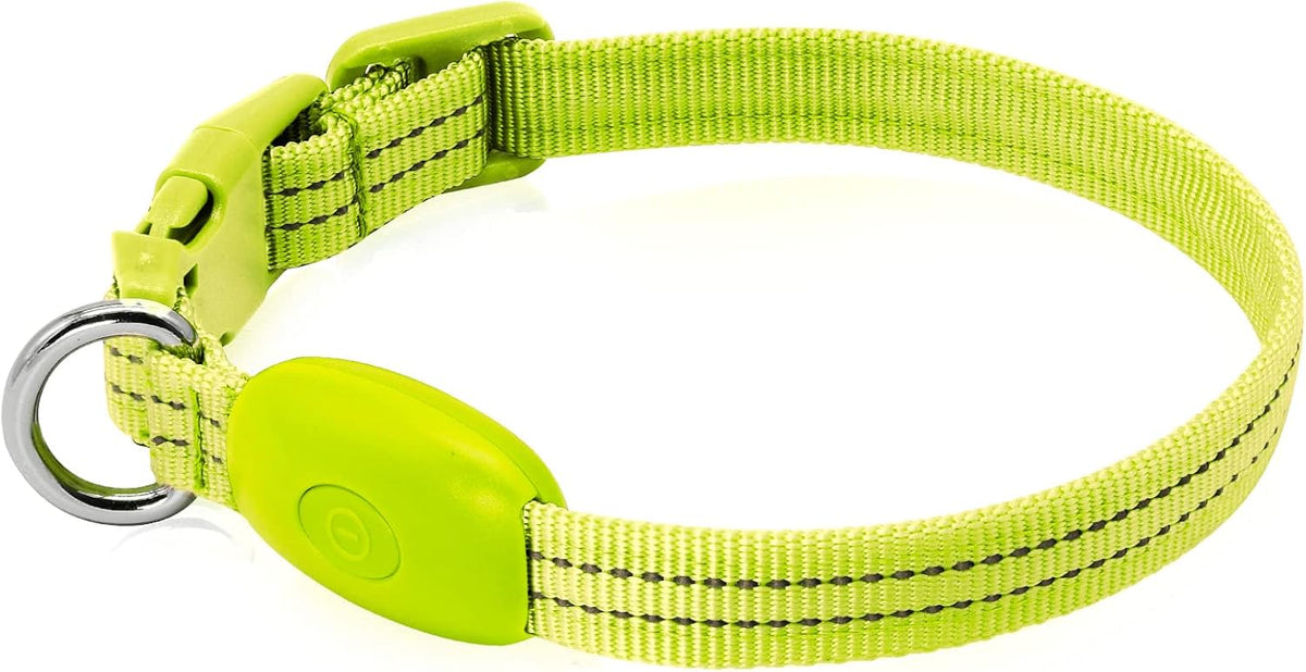 Light Up Dog Collar, Rechargeable USB Collar, Waterproof, Luminous LED Collar, Adjustable, Super Bright, Night Walking for Small Medium Large Dogs, Orange, M