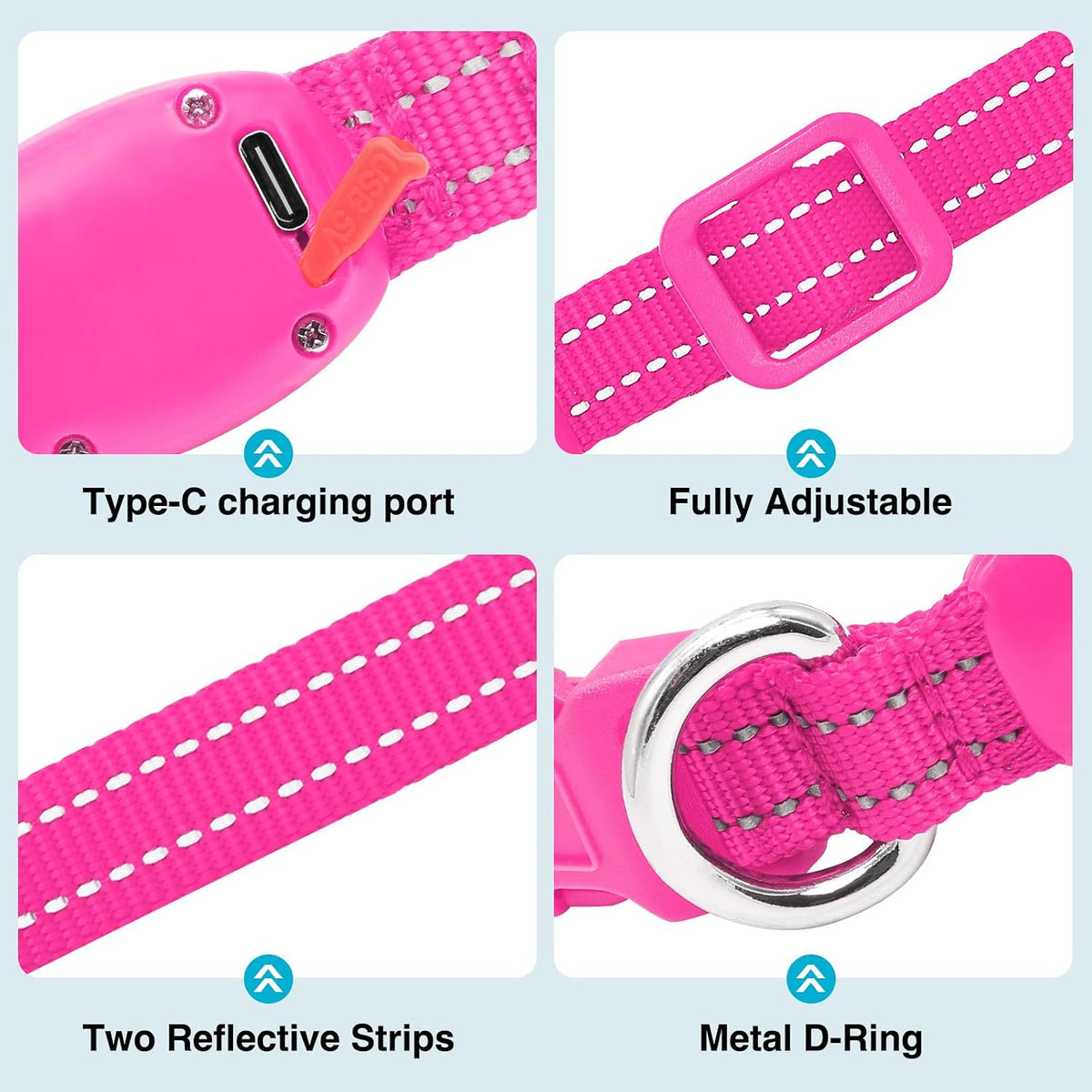 Light Up Dog Collar, Rechargeable USB Collar, Waterproof, Luminous LED Collar, Adjustable, Super Bright, Night Walking for Small Medium Large Dogs, Orange, M