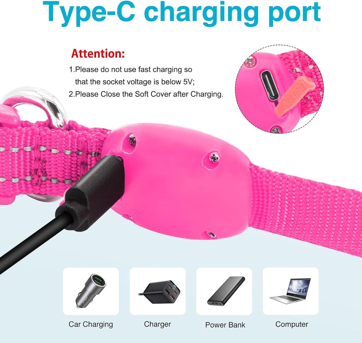 Light Up Dog Collar, Rechargeable USB Collar, Waterproof, Luminous LED Collar, Adjustable, Super Bright, Night Walking for Small Medium Large Dogs, Orange, M