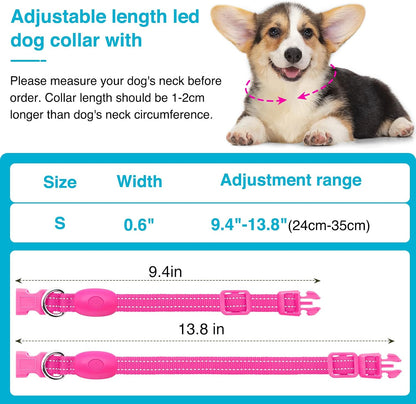 Light Up Dog Collar, Rechargeable USB Collar, Waterproof, Luminous LED Collar, Adjustable, Super Bright, Night Walking for Small Medium Large Dogs, Orange, M