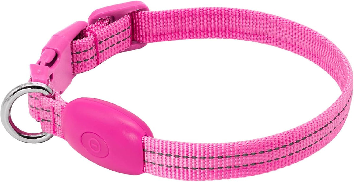 Light Up Dog Collar, Rechargeable USB Collar, Waterproof, Luminous LED Collar, Adjustable, Super Bright, Night Walking for Small Medium Large Dogs, Orange, M