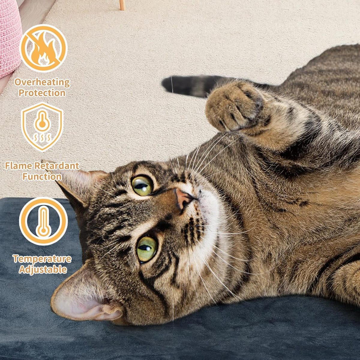 Pet Heating Pad for Cats and Small Dogs,Heated Cat Bed,Auto Temperature Control Waterproof Indoor Electric Pet Heating Pads for Cats with Chew Resistant Cord,16 * 12inch