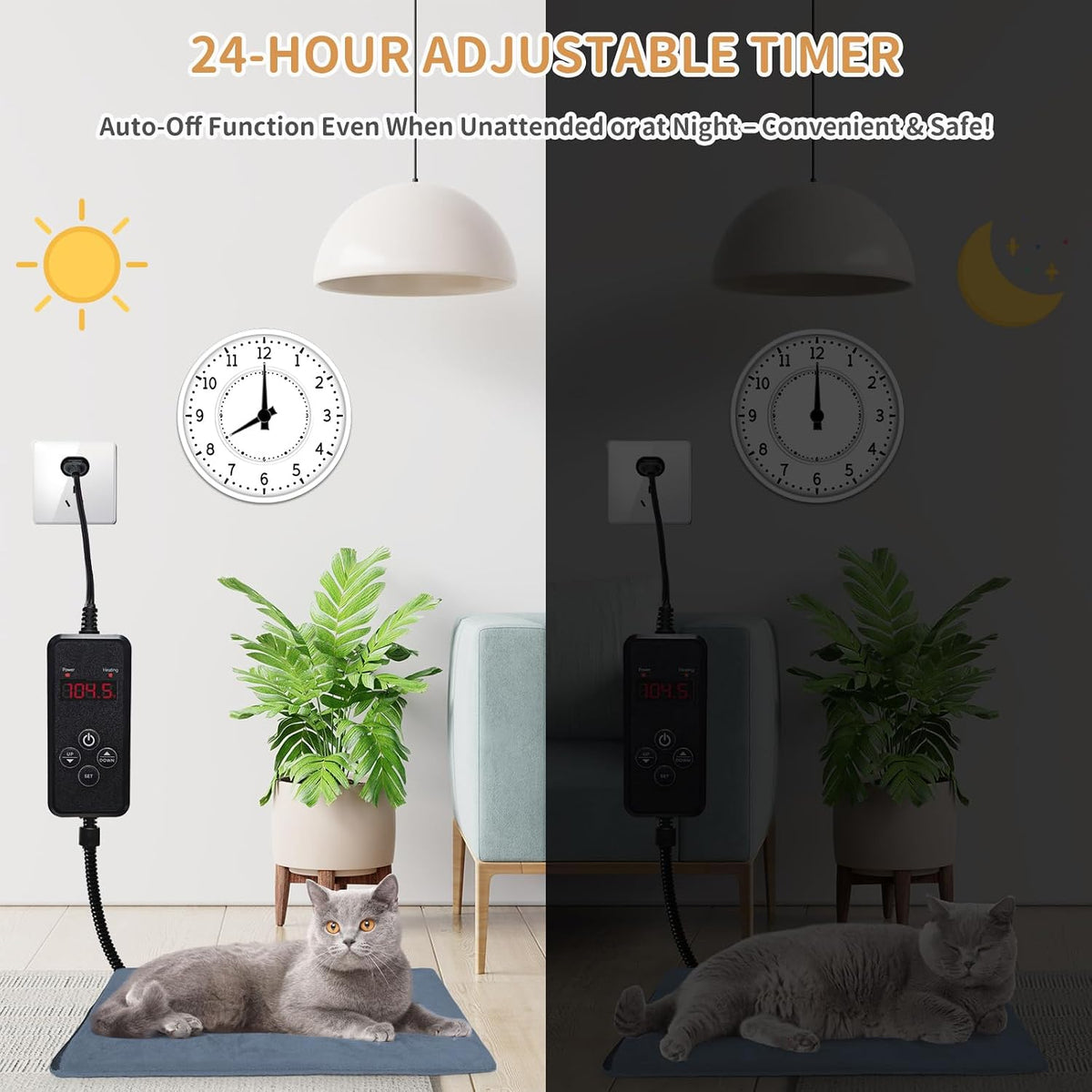 Pet Heating Pad for Cats and Small Dogs,Heated Cat Bed,Auto Temperature Control Waterproof Indoor Electric Pet Heating Pads for Cats with Chew Resistant Cord,16 * 12inch