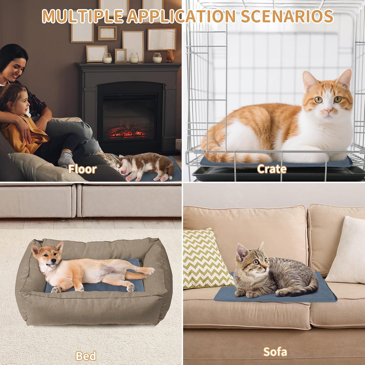 Pet Heating Pad for Cats and Small Dogs,Heated Cat Bed,Auto Temperature Control Waterproof Indoor Electric Pet Heating Pads for Cats with Chew Resistant Cord,16 * 12inch