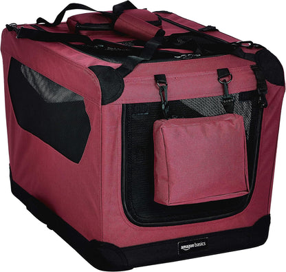 Folding Portable Soft Pet Dog Crate Carrier Kennel, 26 x 18 x 18 inches, Red