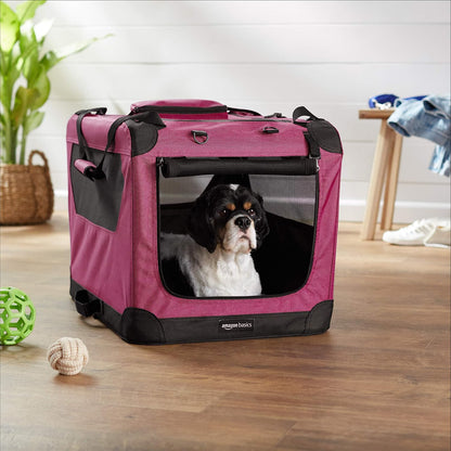 Folding Portable Soft Pet Dog Crate Carrier Kennel, 26 x 18 x 18 inches, Red