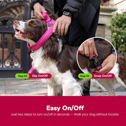 No Pull Dog Harness for Medium Dogs, Breathable Mesh, Hot Pink, M