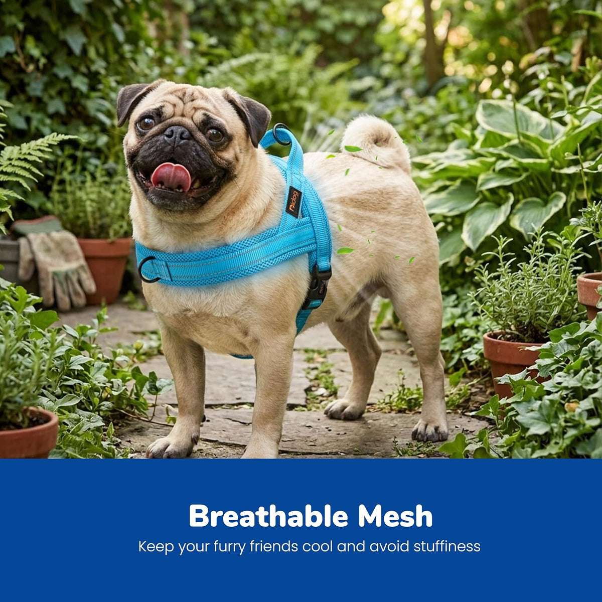 No Pull Dog Harness for Medium Dogs, Breathable Mesh, Hot Pink, M