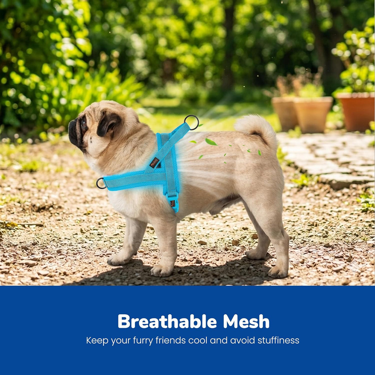 No Pull Dog Harness for Medium Dogs, Breathable Mesh, Hot Pink, M