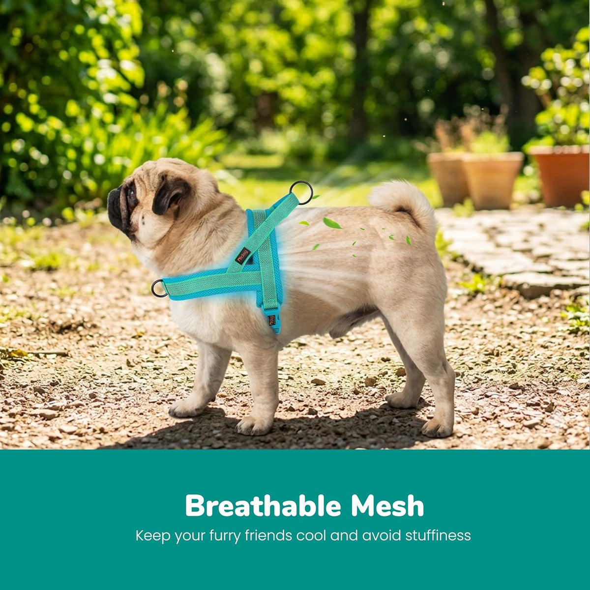 No Pull Dog Harness for Medium Dogs, Breathable Mesh, Hot Pink, M