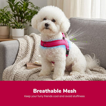 No Pull Dog Harness for Medium Dogs, Breathable Mesh, Hot Pink, M
