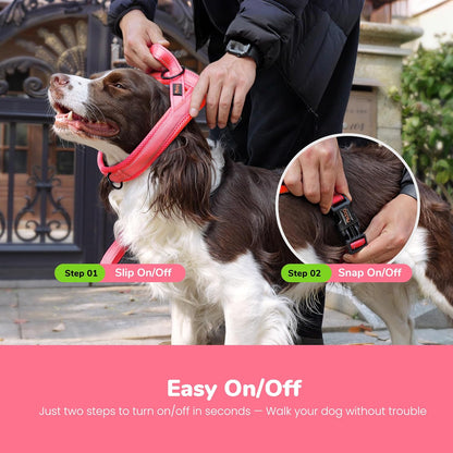 No Pull Dog Harness for Medium Dogs, Breathable Mesh, Hot Pink, M