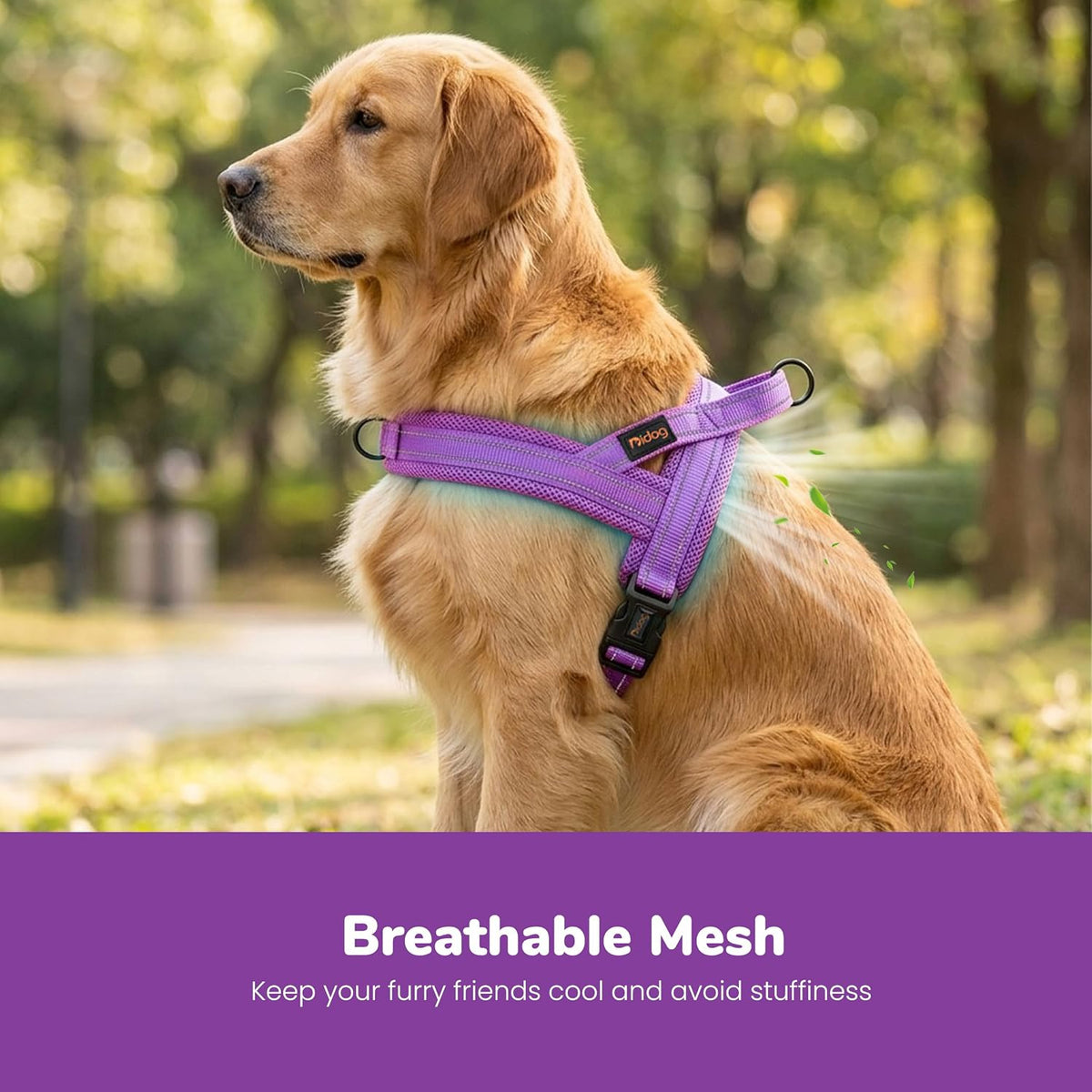 No Pull Dog Harness for Medium Dogs, Breathable Mesh, Hot Pink, M