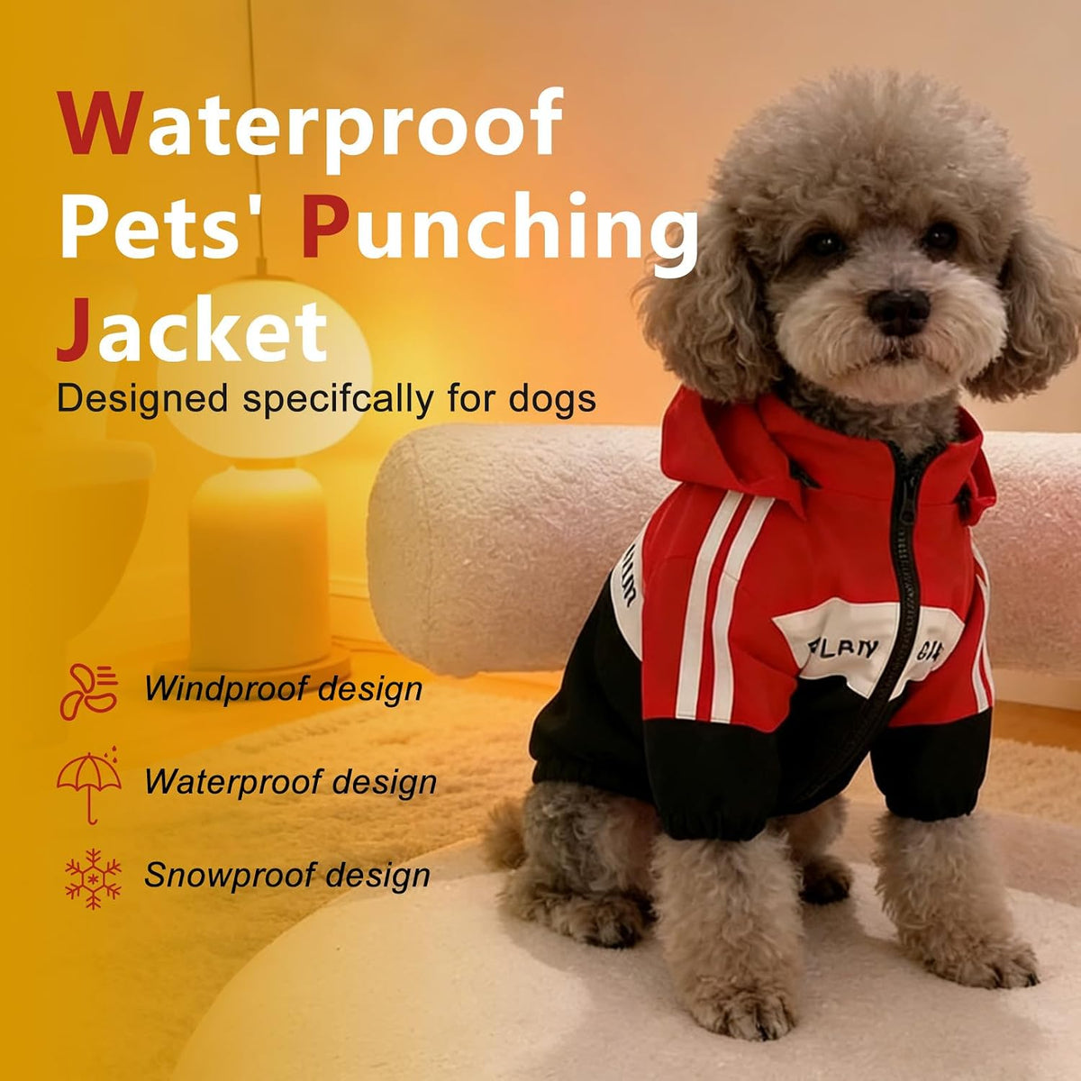 Dog Raincoat, Waterproof Dog Rain Jacket Detachable Hood