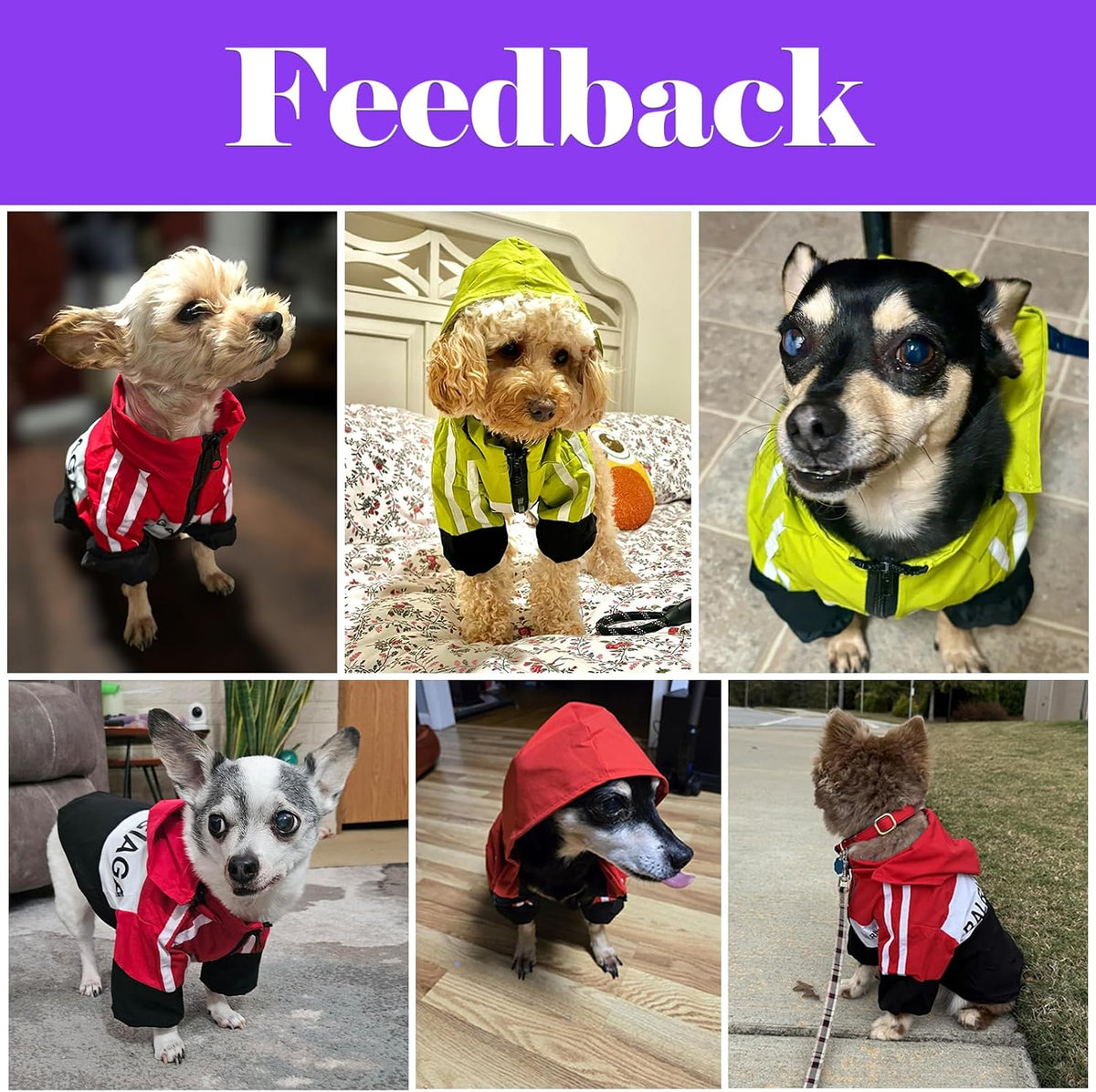 Dog Raincoat, Waterproof Dog Rain Jacket Detachable Hood