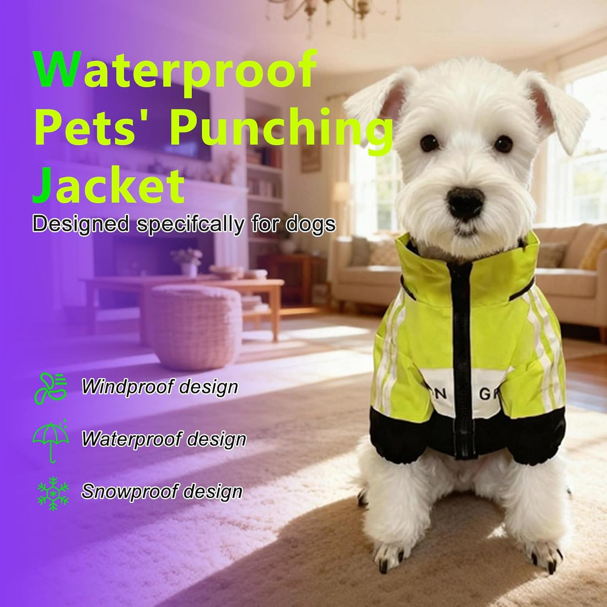 Dog Raincoat, Waterproof Dog Rain Jacket Detachable Hood