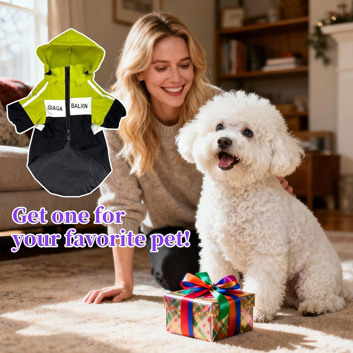 Dog Raincoat, Waterproof Dog Rain Jacket Detachable Hood