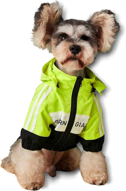 Dog Raincoat, Waterproof Dog Rain Jacket Detachable Hood