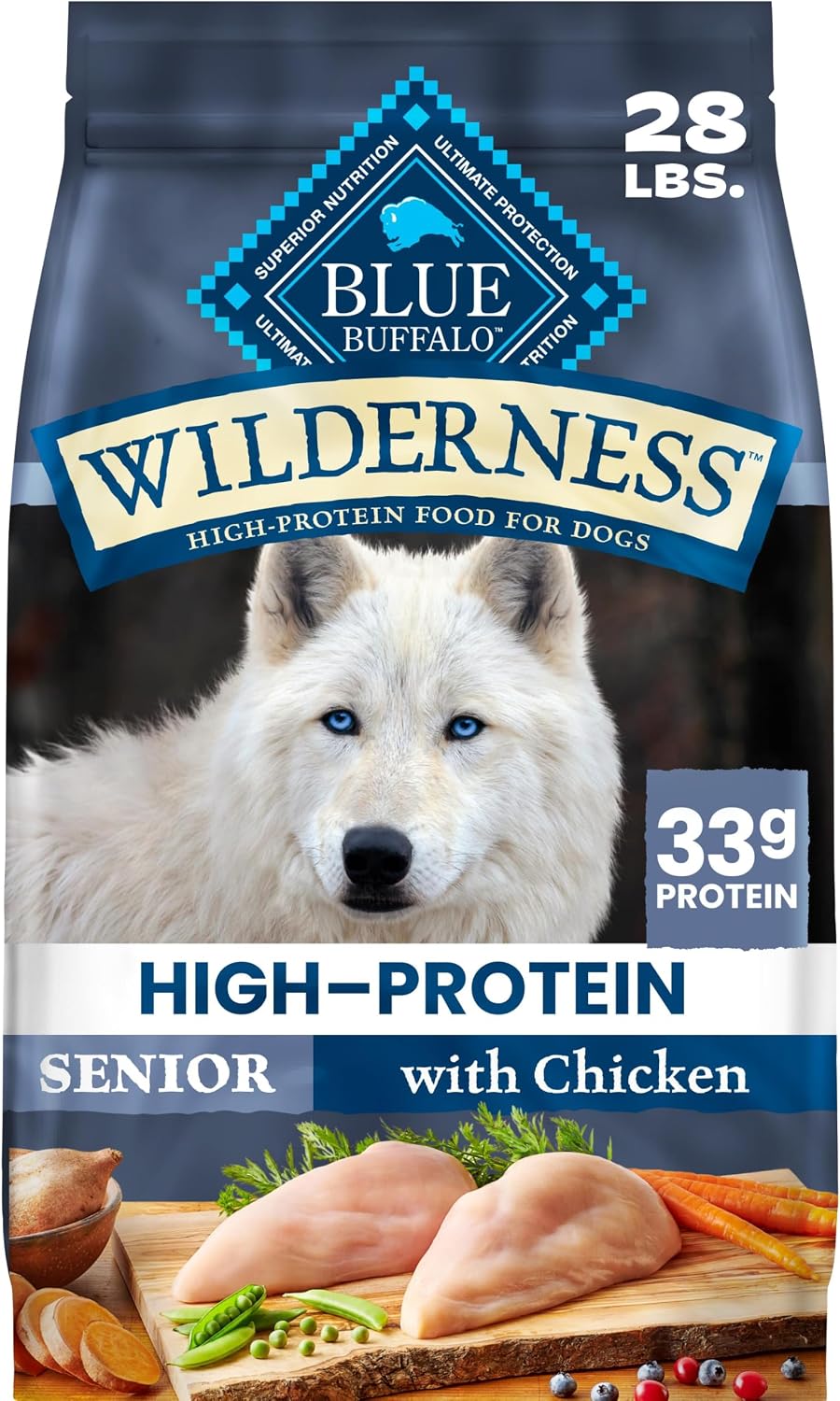 Blue Buffalo Wilderness Chicken & Wholesome Grains Senior Dog Food, 14 lb
