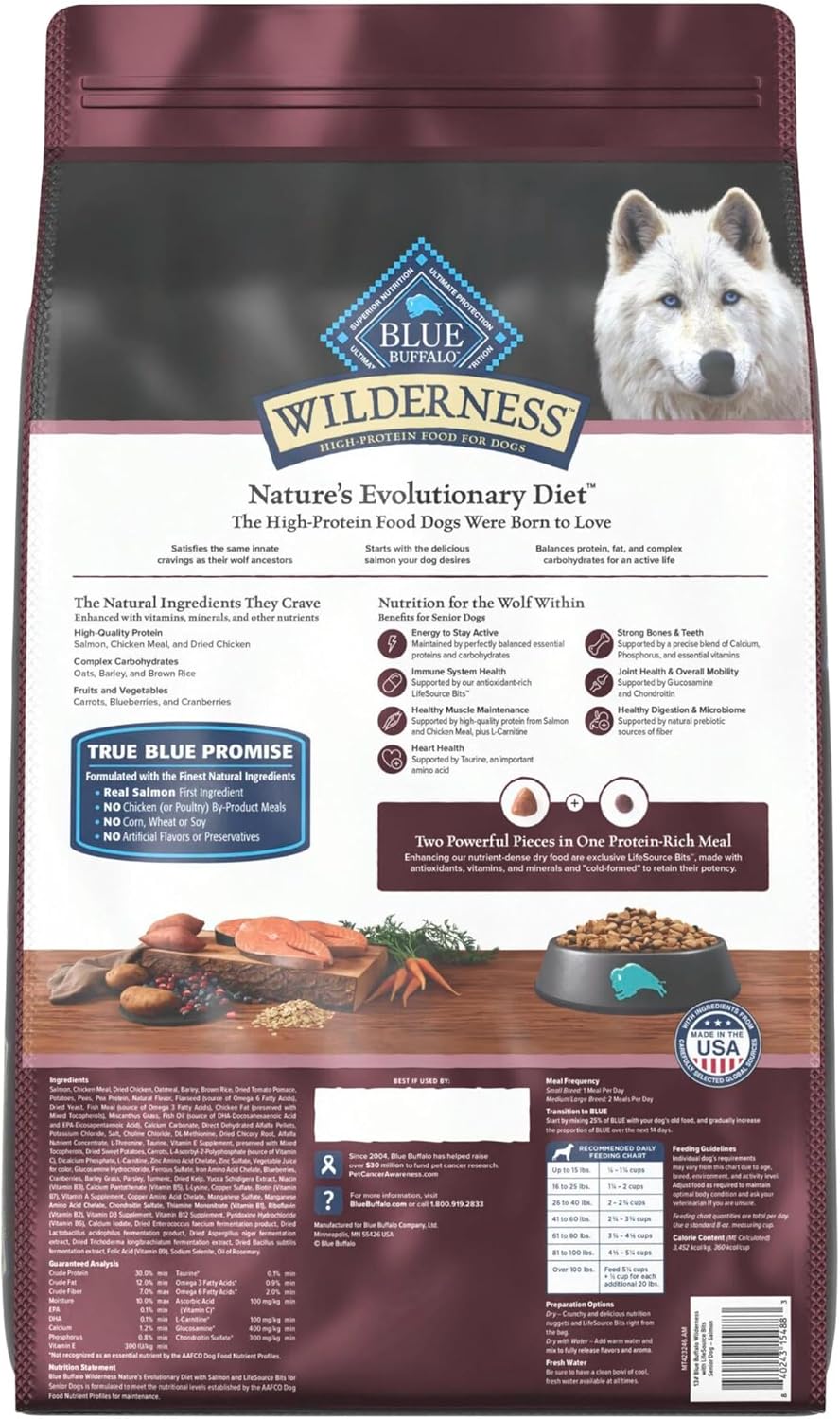 Blue Buffalo Wilderness Chicken & Wholesome Grains Senior Dog Food, 14 lb