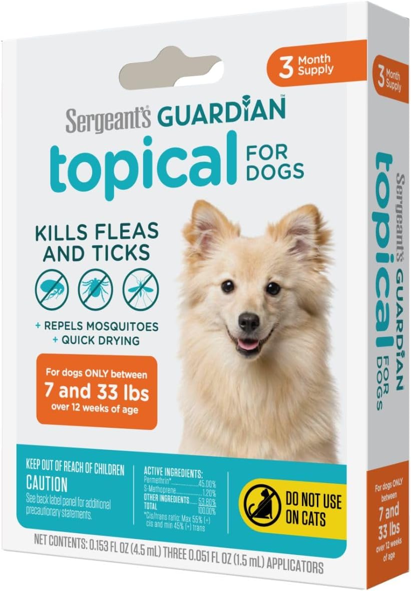 Sergeant's Guardian Flea & Tick Topical Dogs 7-33 lbs, 3-Month