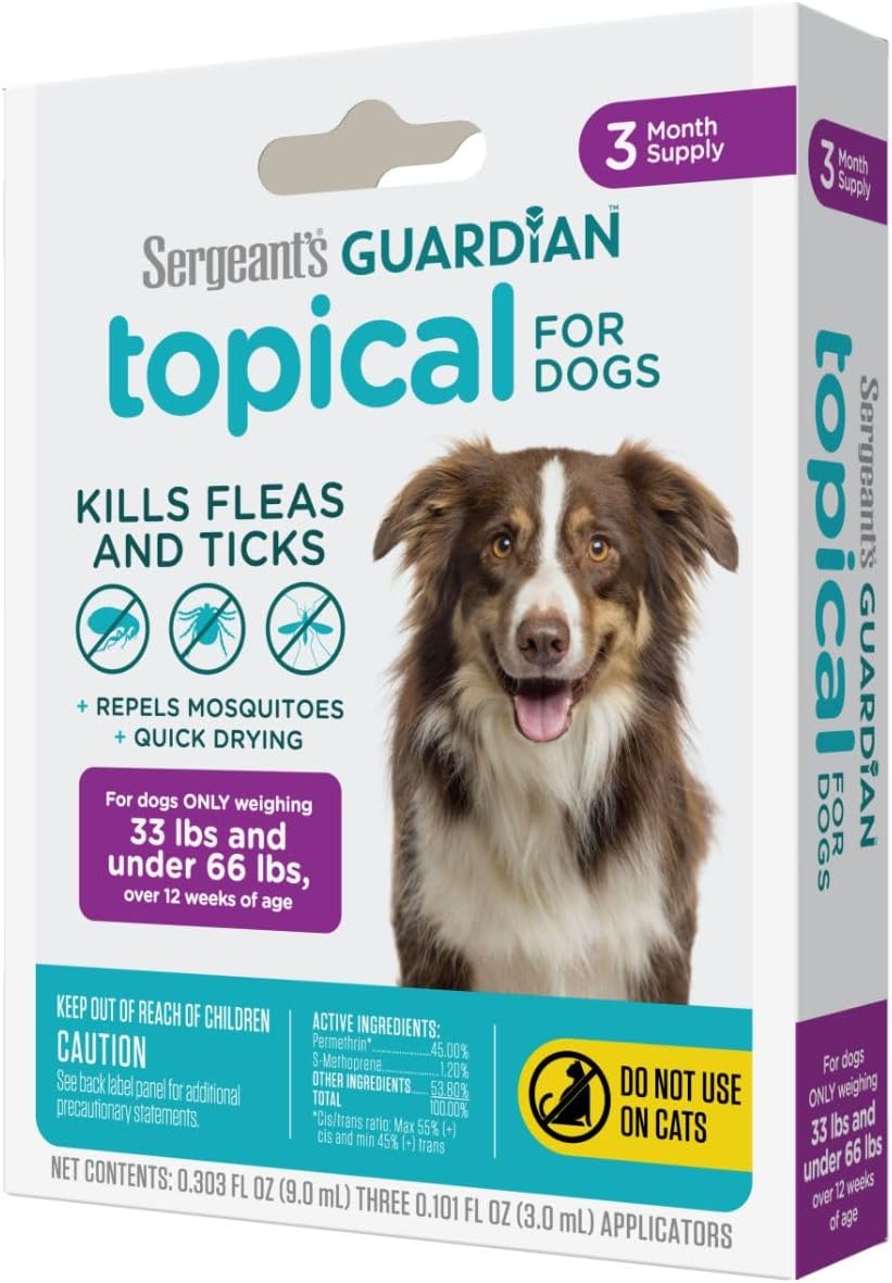 Sergeant's Guardian Flea & Tick Topical Dogs 7-33 lbs, 3-Month