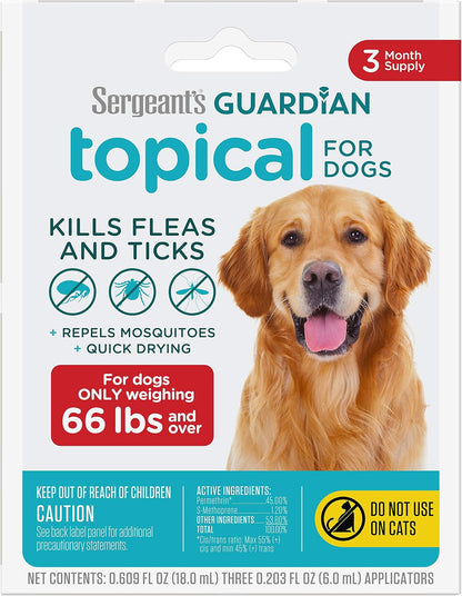 Sergeant's Guardian Flea & Tick Topical Dogs 7-33 lbs, 3-Month